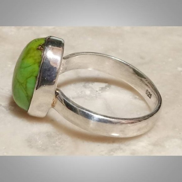 🔥AUTHENTIC Mohave Green Turquoise sterling silver Ring sz 7 810-01 - Picture 5 of 10